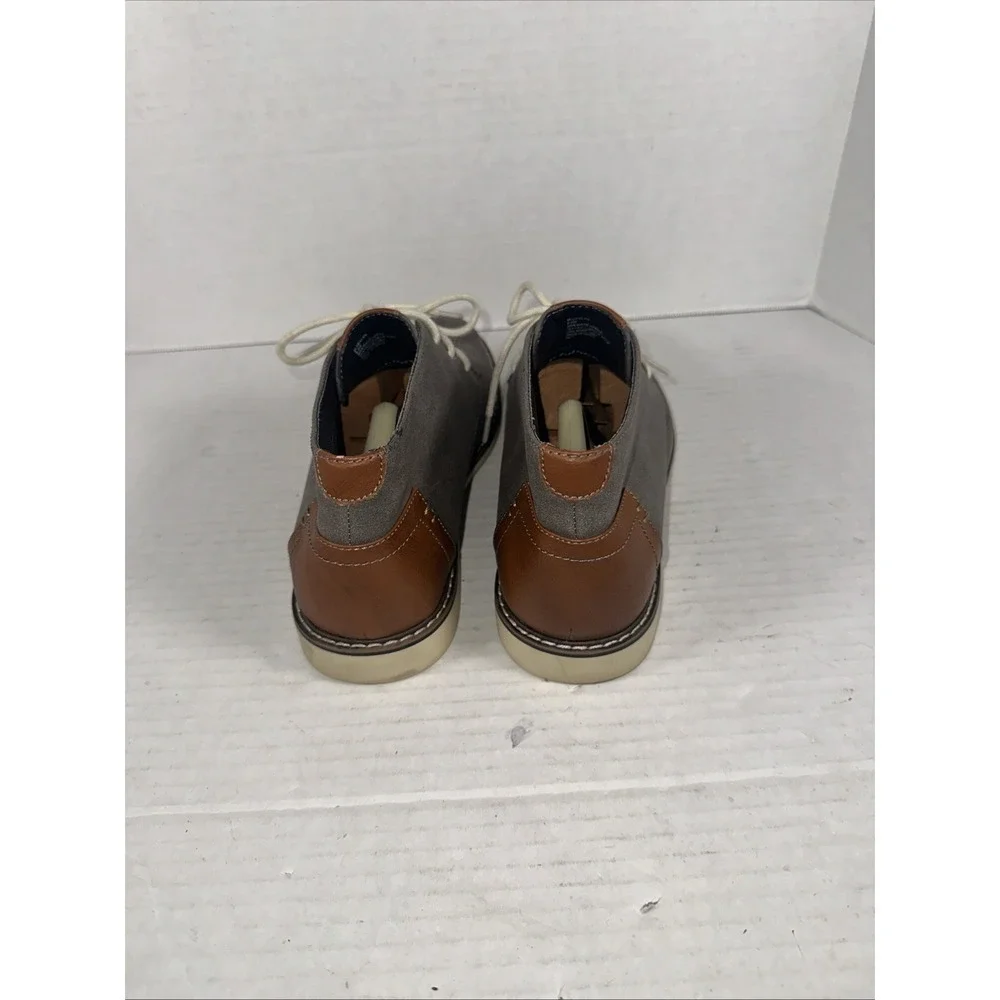 Steve Madden M-devlyn Chukka Boots Sz 8.5 Gray Faux Leather Lace-Up‎ Shoes